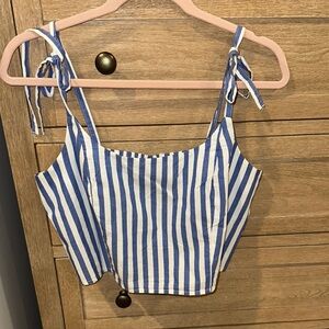 Blue and White Striped Women's Top